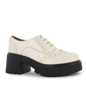 Ecco Oxford Cuero Mujer Marfil Hela01
