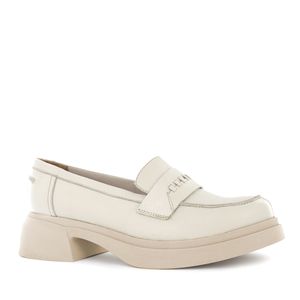 Ecco Mocasin Cuero Mujer Marfil Baya01