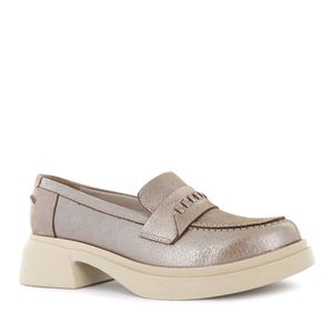 Ecco Mocasin Cuero Mujer Taupe Baya01