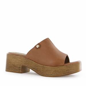 Ecco Sandalia Taco Cuero Mujer Toffee Dome02