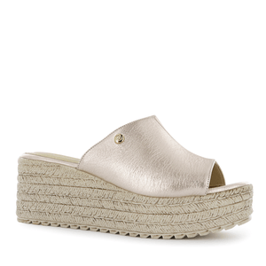 Ecco Sandalia Cuña Cuero Mujer Oro Rosa Mircela02