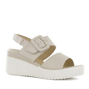 Ecco Sandalia Cuña Cuero Mujer Ostra Jaspe10