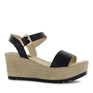 Ecco Sandalia Cuña Cuero Mujer Negro Tifa04