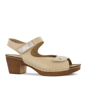 Ecco Sandalia Taco Cuero Mujer Latte Mika16