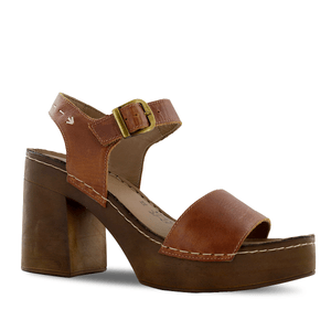 Ecco Sandalia Taco Cuero Mujer Cobre Triana07