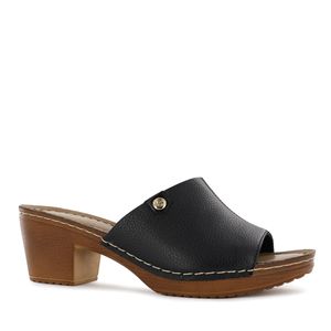 Ecco Sandalia Taco Cuero Mujer Negro Mika17