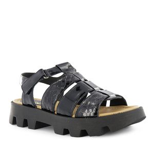 Ecco Sandalia Confort Cuero Mujer Negro Hanka01