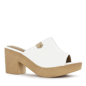 Ecco Sandalias Taco Cuero Mujer Blanco Analu22