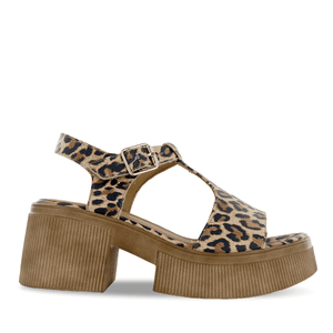 Ecco Sandalia Confort Cuero Mujer Animal Print Kanta02
