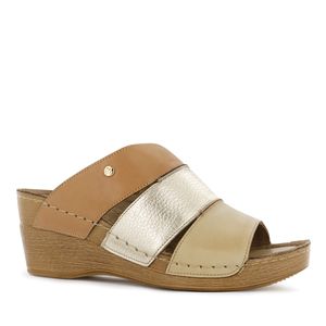 Ecco Sandalia Confort Cuero Mujer Beige Dorado Stella06