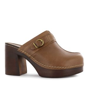 Ecco Zueco Cuero Mujer Tostado Triana09